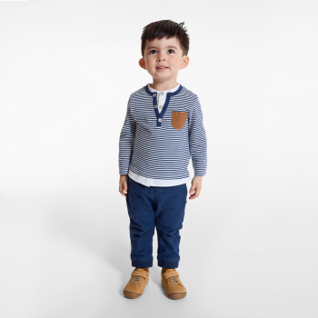 تيشيرت تونسي مخطط باللون الأزرق للأولاد الصغار